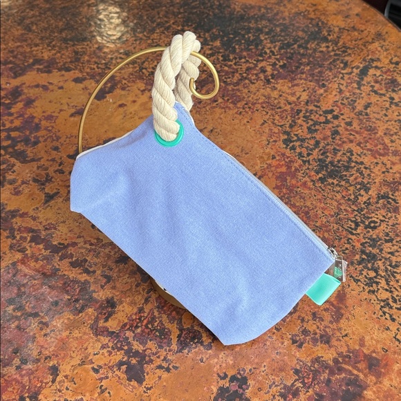 NWOT Thierry Mugler🏝️Tropical Print Canvas Pouch Makeup Travel Rope Wristlet Bag - Picture 5 of 10